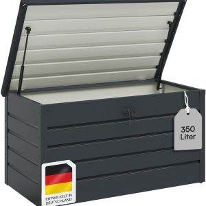 STEELSØN Gartenbox Dorado Metall Anthrazit wasserdicht abschließbar Auflagenbox mit Deckel Outdoor Aufbewahrungsbox