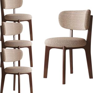 Esszimmerstühle 6er Set aus Holz, Moderne Polsterstuhl Essstühle, Küchenstühle mit Geschwungener Rückenlehne