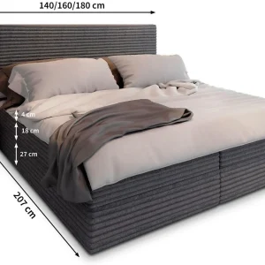 Masseno Boxspringbett PISA Polsterbett Creme mit Matratze & Topper, Bettkasten, gepolstertes Kopfteil TILIA 03