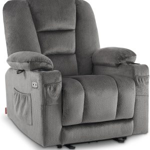 M MCombo Elektrischer Fernsehsessel Relaxsessel mit Liegefunktion, Massage & Wärme, USB-Anschluss, verstellbarer TV Sessel für Wohnzimmer